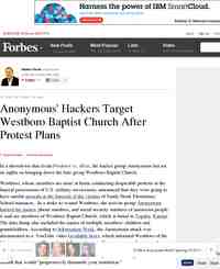 Anonymous Hackers Target Westboro Baptist Church After Protest: Forbes.com